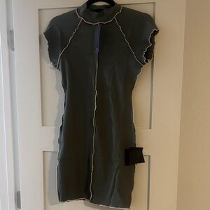 Casual Green Dress with Ruffle Trim
